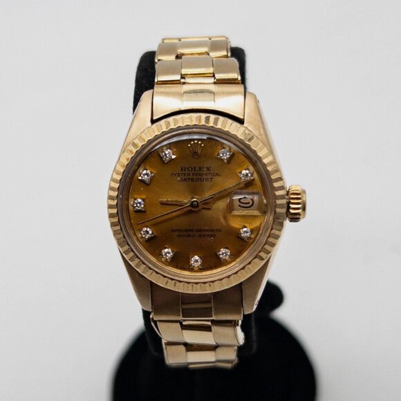 Stunning Rolex 18k Stamped Diamond Dial Watch
